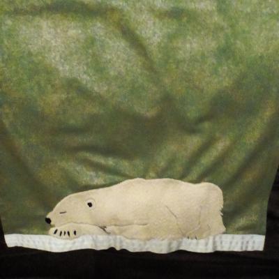 Polar Bear Sleeps Beneath the Northern Lights