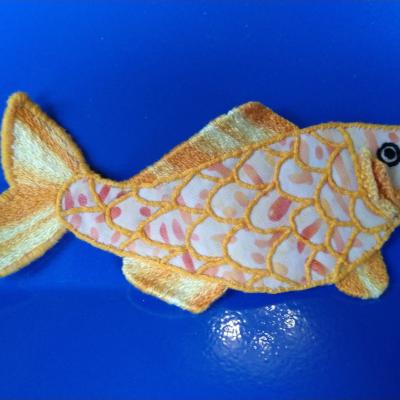 Orange fish against a blue background